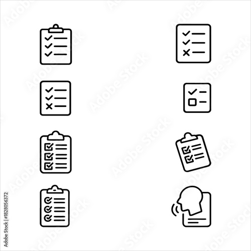 A Professional Evaluation Survey Icon Symbol, Showcasing Feedback and Data Collection in a Flat Design Minimalist Vector for Digital Business Analysis Success Growth.