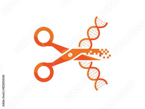 Scissors cutting a DNA strand, representing gene editing technology.
