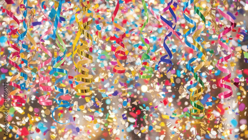 Colorful Confetti and Streamers Celebration.