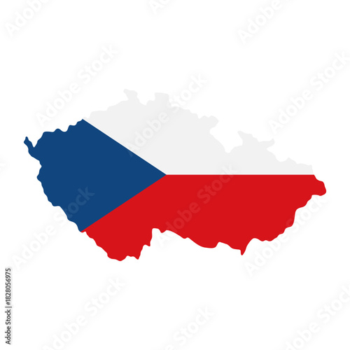 Czechia icon. Map of Czech Republic filled with national flag colors vector illustration. European country silhouette used in patriotic and political contexts symbol. Geographic identity sign.