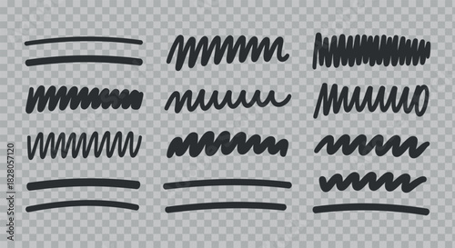 Set of Hand Drawn Scribble Lines for Underline or Highlight