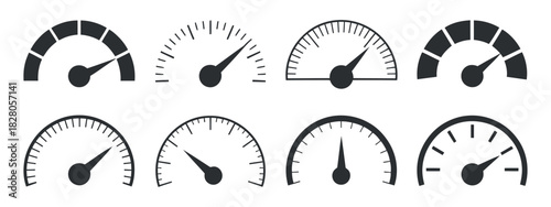 Speedometer and Meter Dials Set with Different Needle Positions