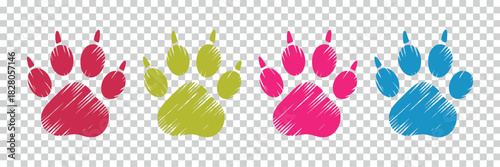Stylized Paw Prints in Assorted Colors and Designs