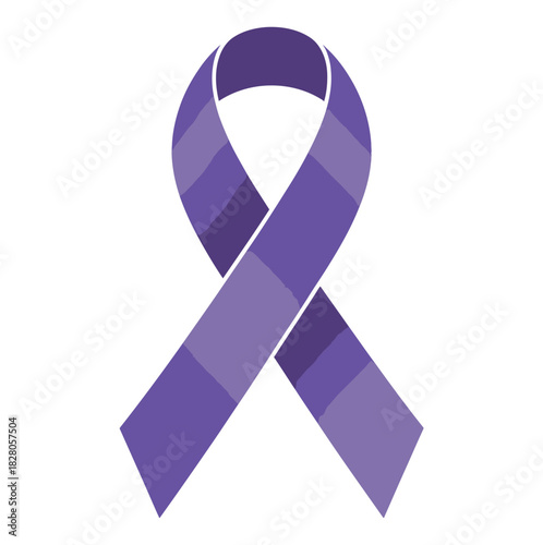 Isolated purple awareness ribbon with varying shades on white background