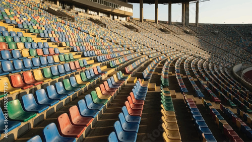 Empty Stadium Seats in Rows.