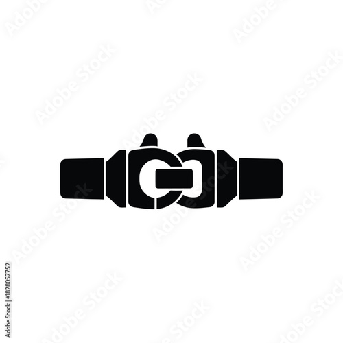 Black seatbelt buckle icon on white background safety