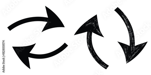 Hand-drawn black arrows illustrating cycles, rotation, and direction on a white background.
