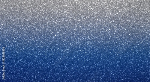Sparkling Silver to Blue Christmas Glitter Gradient. abstract texture background featuring a smooth gradient of sparkling glitter, transitioning from shimmering silver at the top to deep festive blue