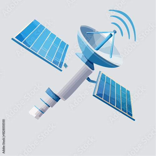 Satellite de télécommunication, isolé sur fond clair