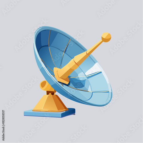 Radiotélescope, isolé sur fond gris clair, astronomie, science