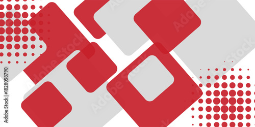 White background with abstract red grey square decoration. Vector illustration for modern presentation background, brochure design, business card background, website slider, landing page