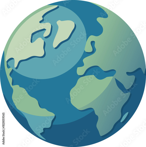 World globe showing continents countries earth vector illustration