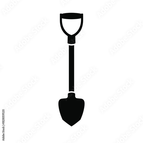 Black shovel icon on white background tool garden