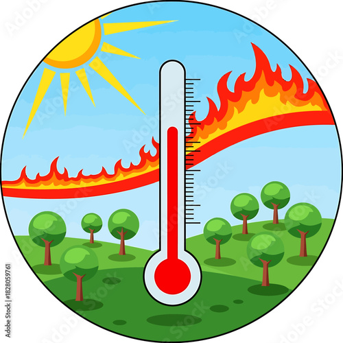 Global warming concept illustration with a high thermometer