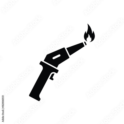 Black silhouette of a blow torch with flame fire heat