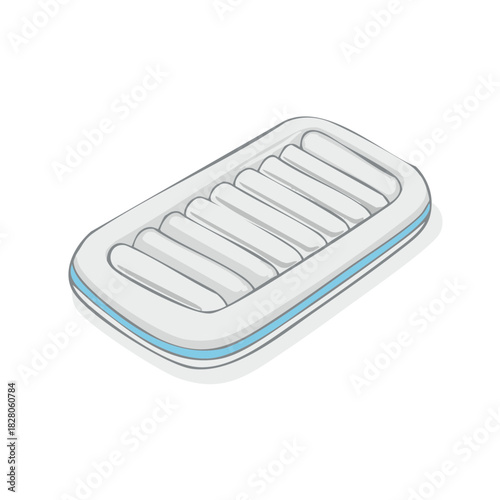 Illustration of a white and blue inflatable raft for fun in the sun and water activities