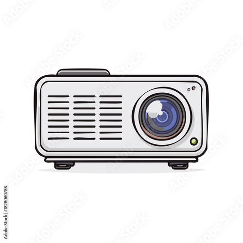 Modern Digital Video Projector with Lens and Vents