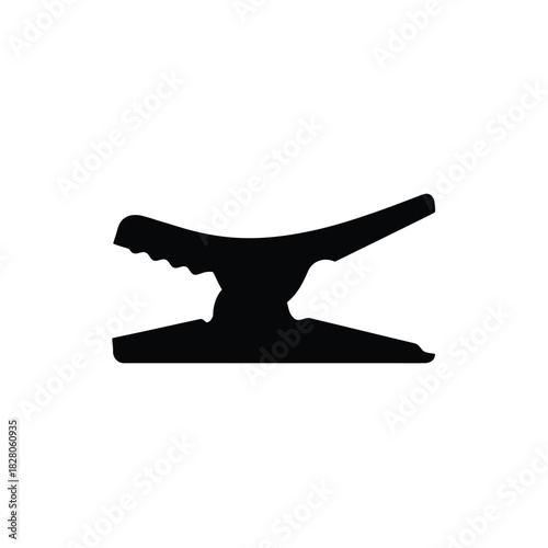 Black silhouette of a boat cleat on white background
