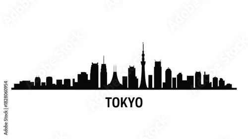 Tokyo cityscape silhouette with iconic tower