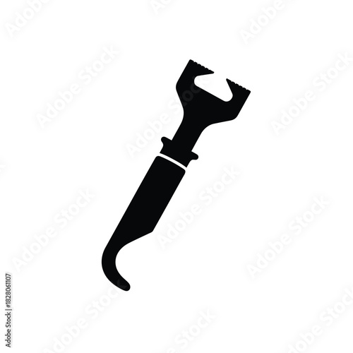 Black silhouette of a bottle opener tool white