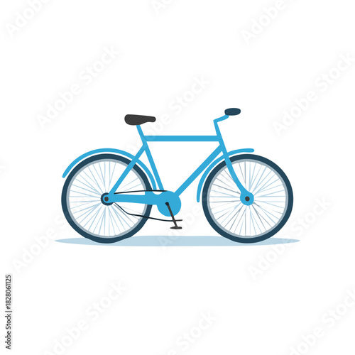 Bright blue commuter bicycle illustration with wheels and handlebars