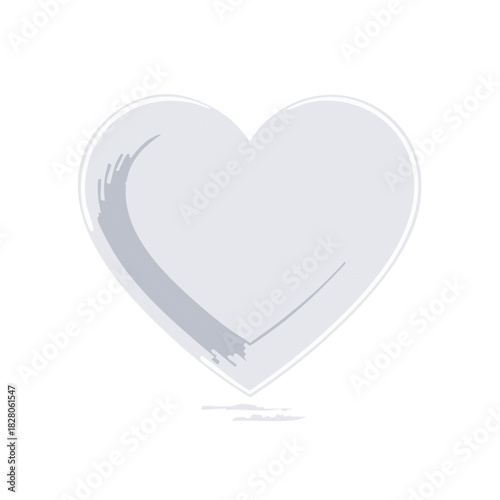 Delicate grey heart with a watery texture, reflecting soft light; simple yet expressive design element on light background.