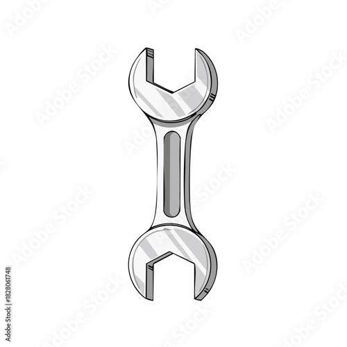 Shiny double open end wrench tool for mechanical repair automotive maintenance and construction work illustration