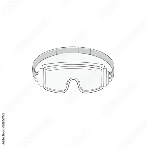 Line Drawing of Protective Safety Goggles with Adjustable Strap