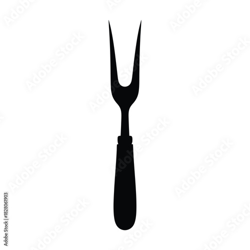 Black silhouette of a carving fork on white background 1