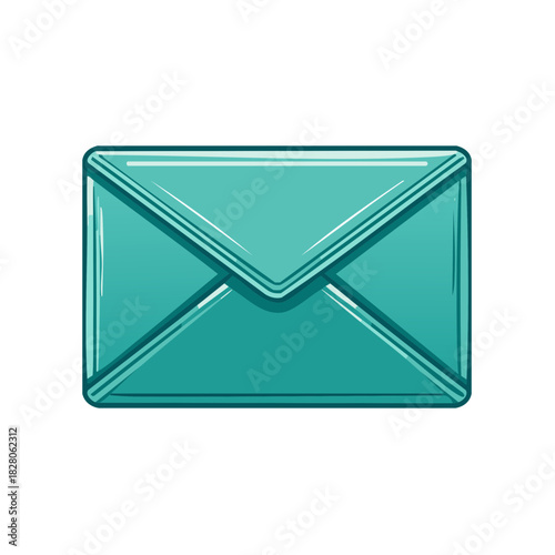 Teal Envelope Illustration, Mail Symbol Graphic, Communication Icon