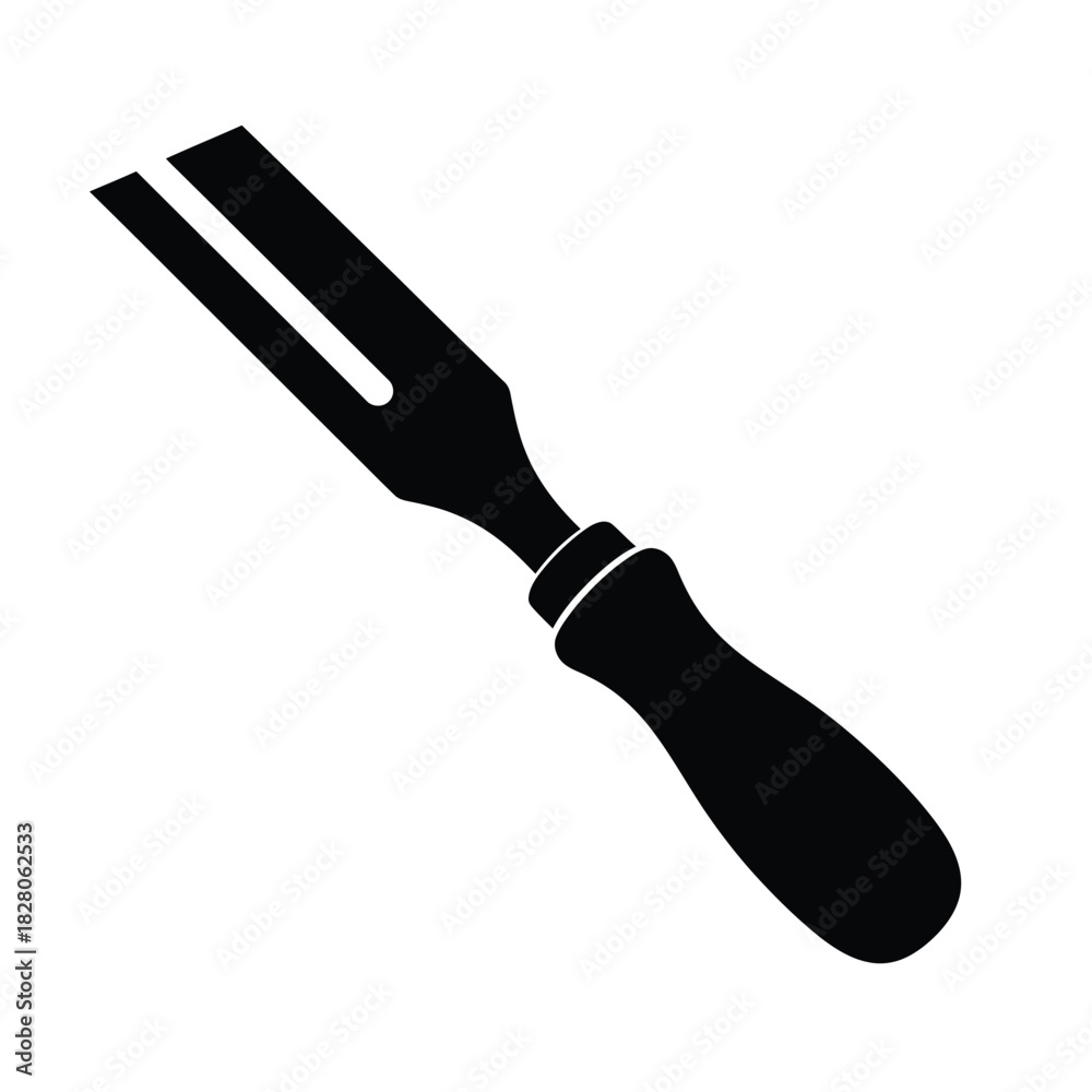 Obraz premium Black silhouette of a chisel tool on white background 1