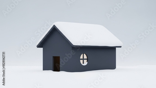 Cozy home covered in snow, a winter wonderland scene, evoking peaceful feelings, perfect for holiday cards or winter themed projects, originally vector graphics