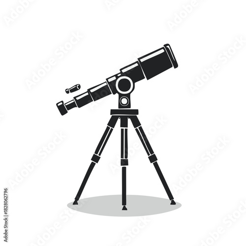 Telescope icon vector illustration with tripod, astronomical equipment isolated.