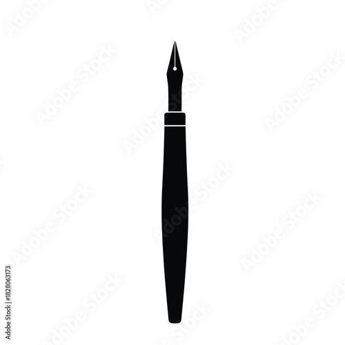 Black silhouette of a classic fountain pen writing