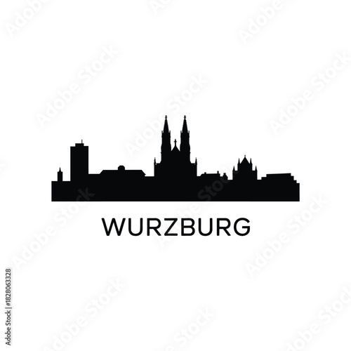 Wurzburg skyline silhouette of historic german city buildings