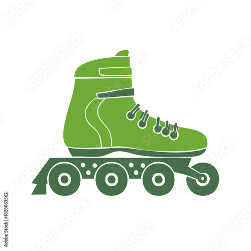 Vibrant Green Inline Roller Skate Sport Equipment Vector Illustration Graphic Icon Design