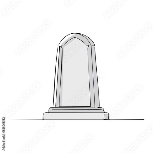 Hand Drawn Gravestone Illustration Single Blank Tombstone Memorial for Death and Remembrance