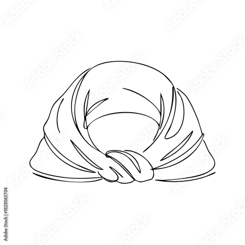 Single line drawing of a headscarf tied with knot