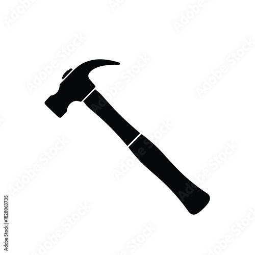 Black silhouette of a claw hammer on white background 4