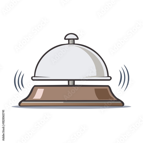 Cartoon Illustration of a Ringing Hotel Reception Service Bell for Hospitality