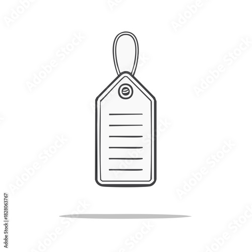 Hand drawn tag with space for text and a loop for hanging