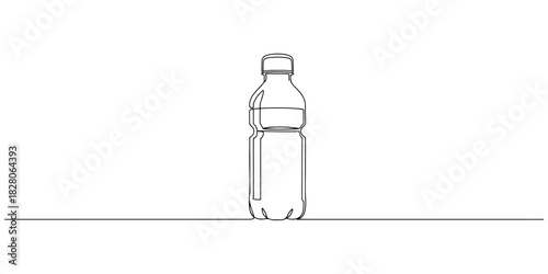 Continuous one line of a water bottle, representing hydration awareness, drawn vector illustration.