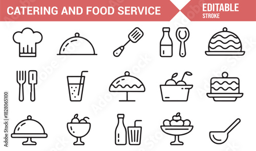 Food and beverage service outline pack for design and UI