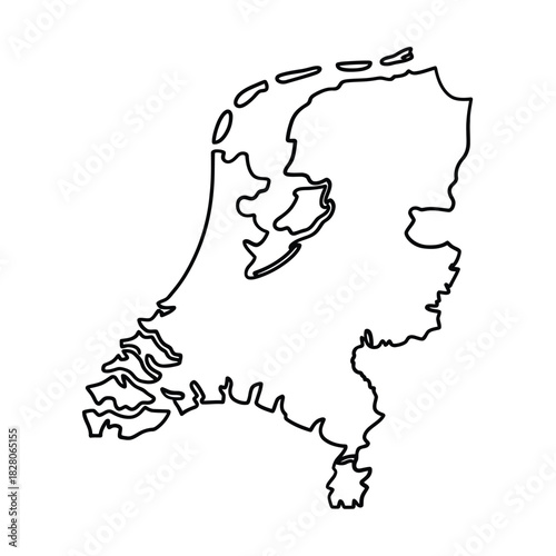 Outline map of the netherlands country shape