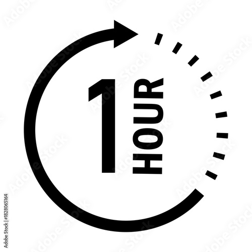 One hour duration timer clock icon symbol