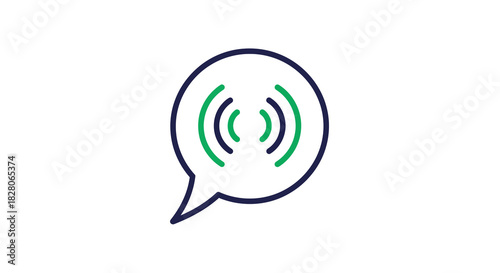 Modern communication concept: minimalist chat bubble with signal icon