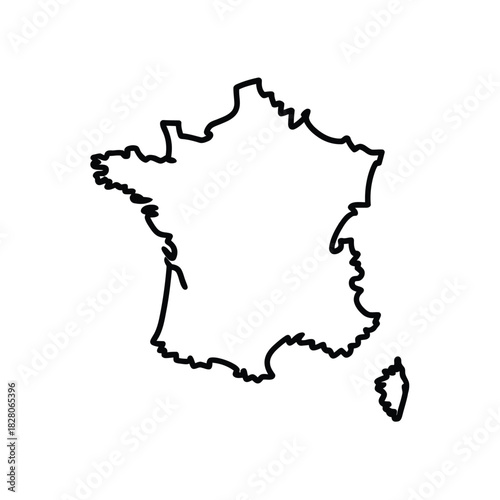 Outline map of metropolitan france with corsica