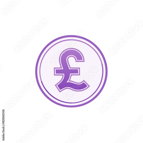 Purple Pound Sterling Coin Symbol Currency Icon for Financial Concepts