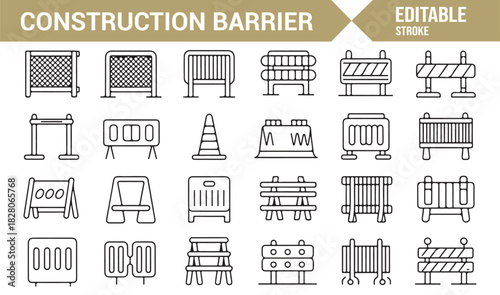Work zone barrier vector pack for engineering and road safety