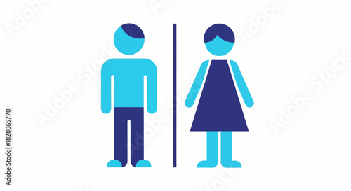 Simple blue symbols of people on white background